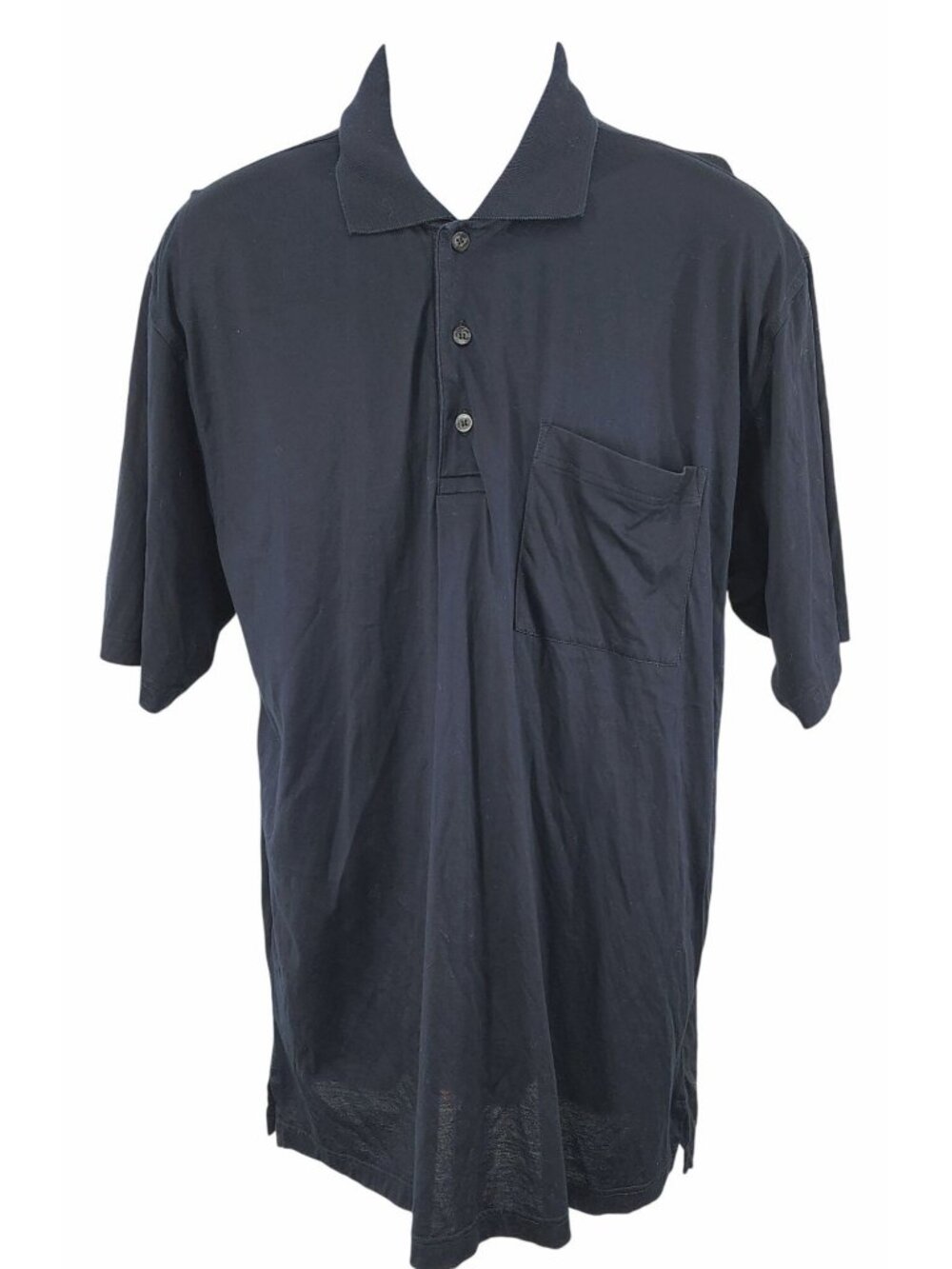 Men's Vira Club Black Polo 100% Italian Mercerized Cotton Medium Pocket Shirt